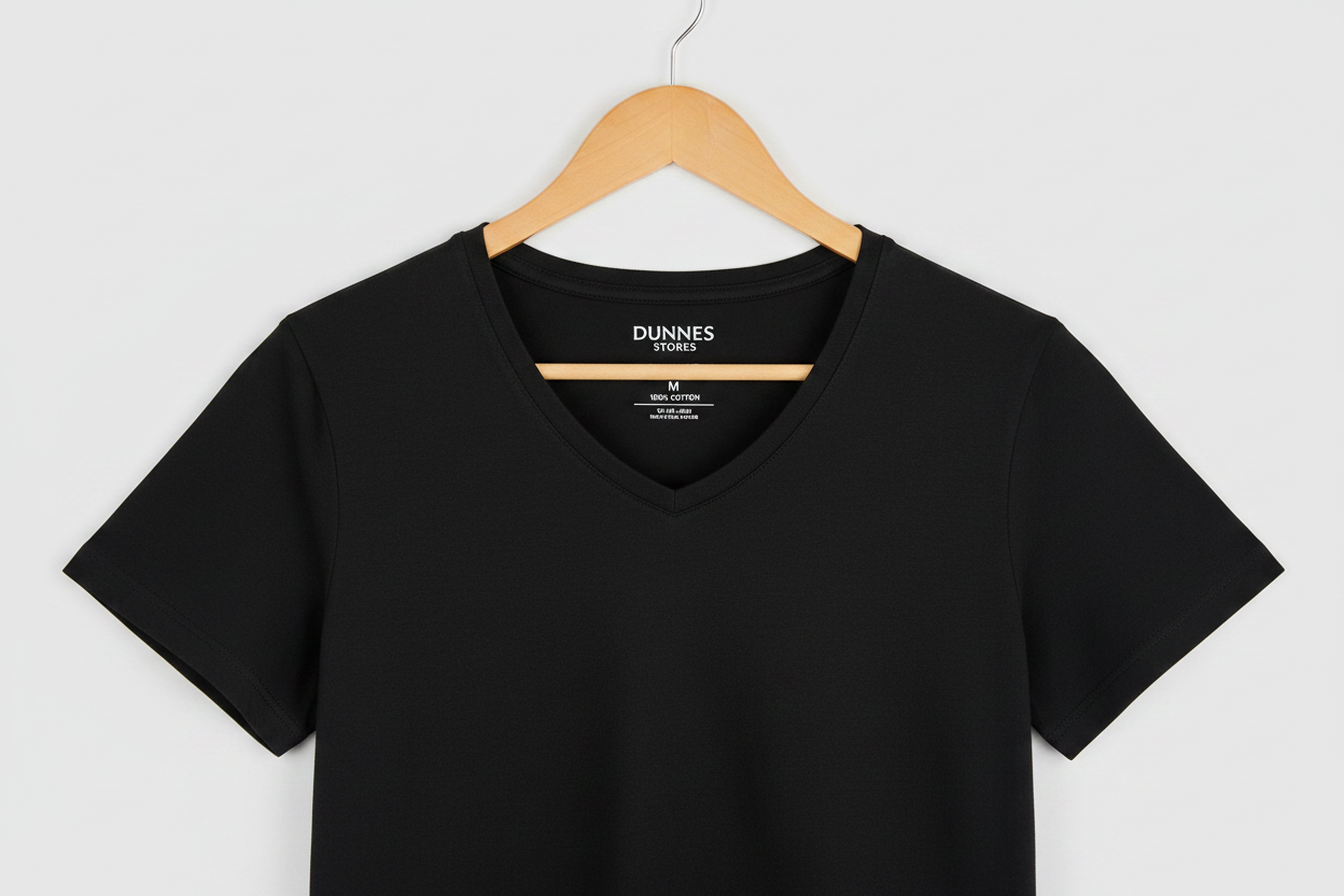 Dunnes Stores Essential V-Neck T-Shirt – Black
