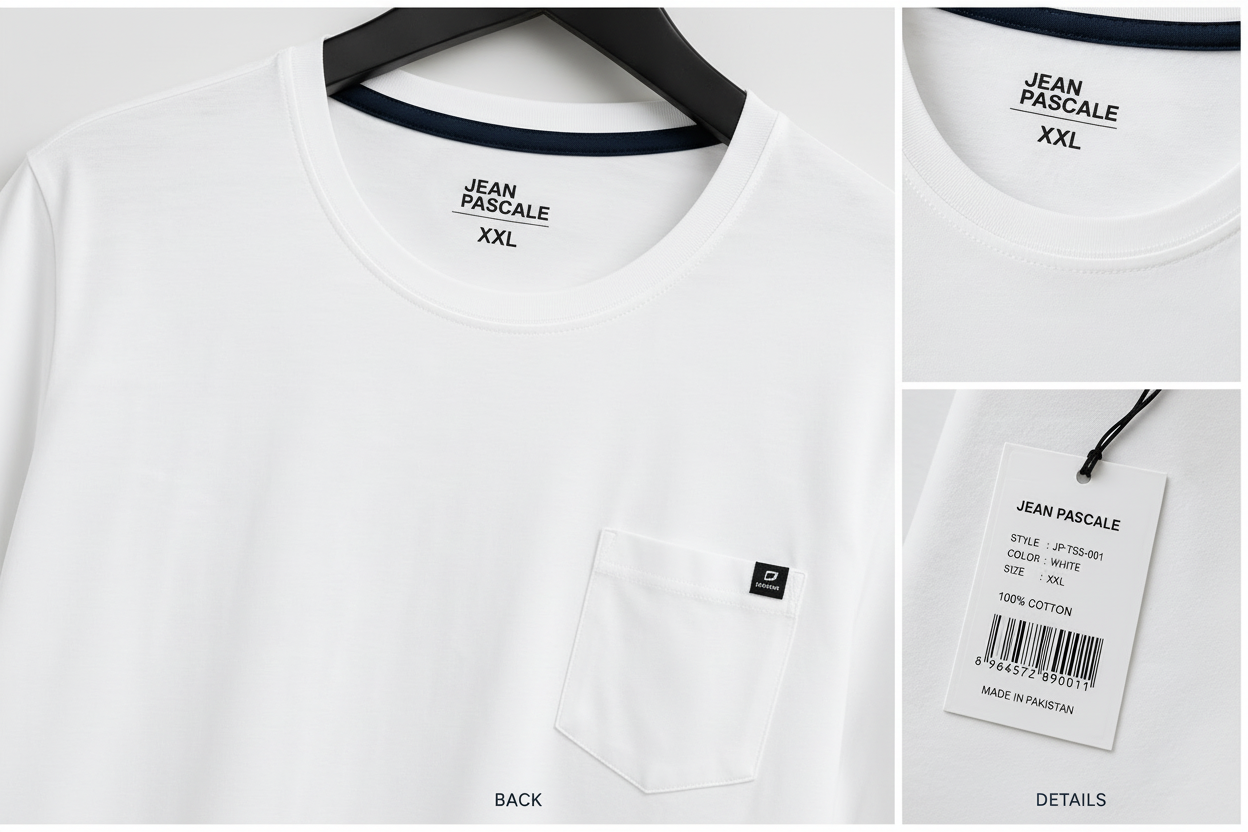 Jean Pascale Classic Pocket T-Shirt – White | 100% Cotton