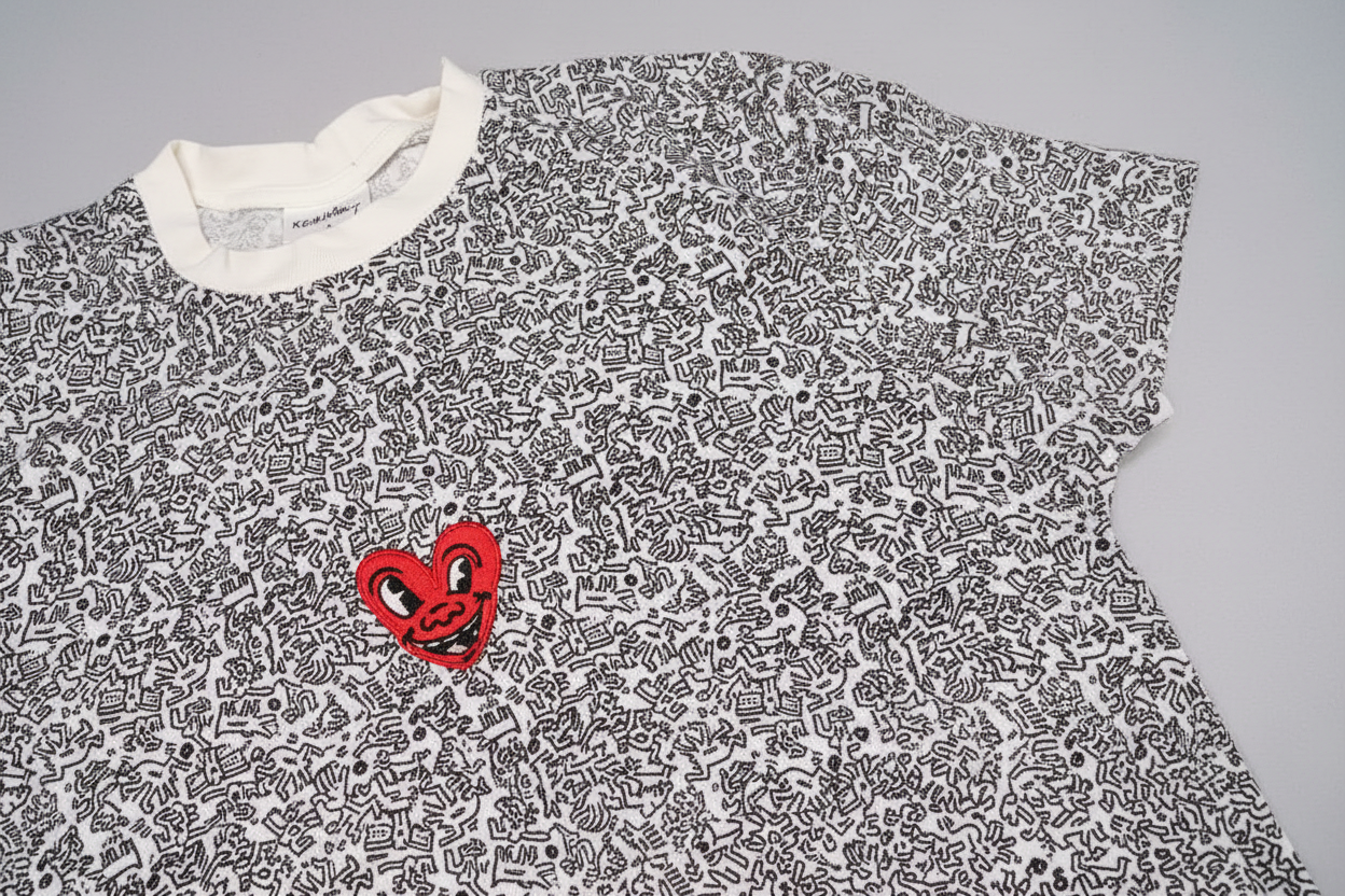 Keith Haring All-Over Print Graphic T-Shirt – White