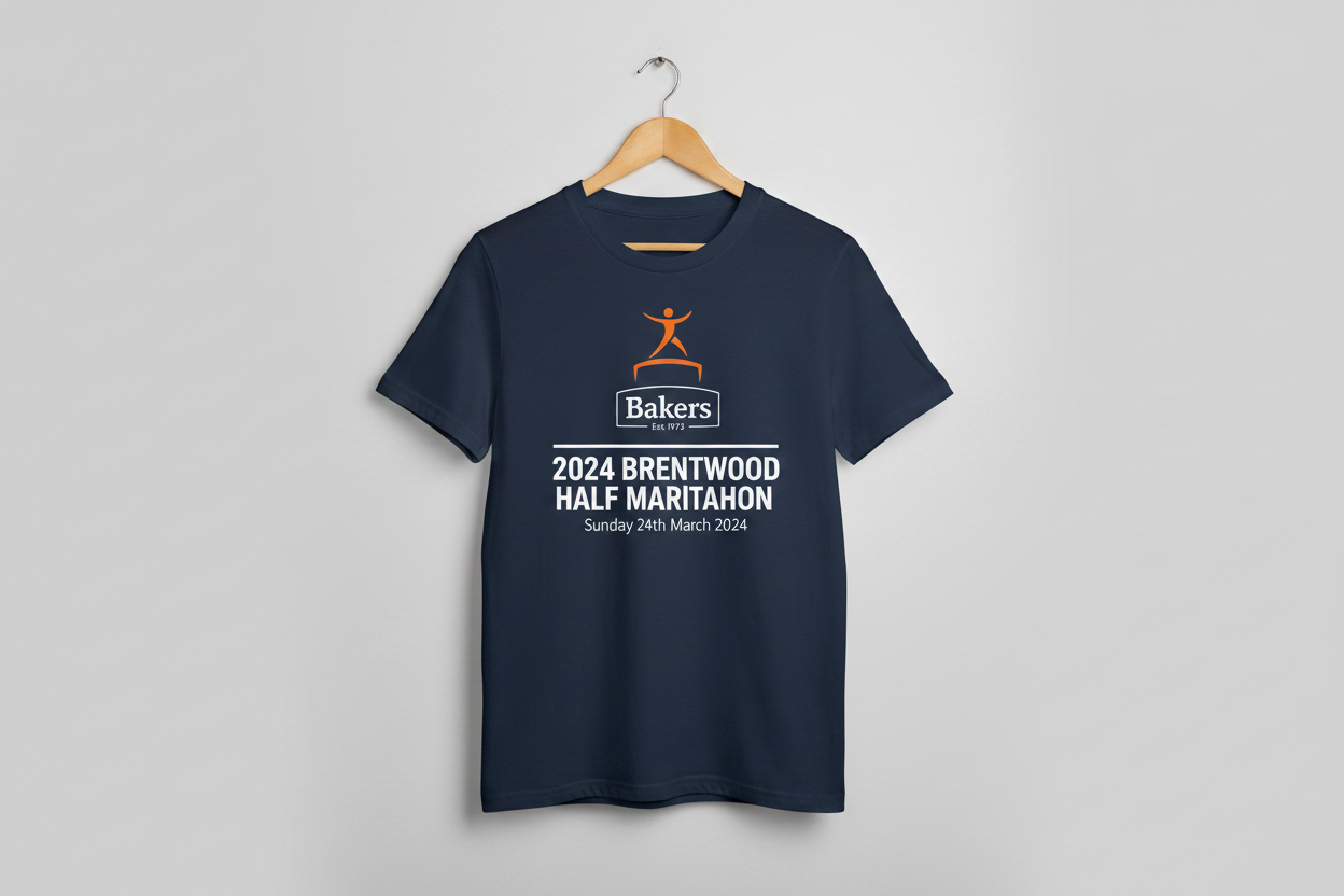 Bakers 2024 Brentwood Half Marathon Official T-Shirt – Navy Blue