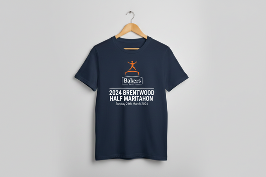 Bakers 2024 Brentwood Half Marathon Official T-Shirt – Navy Blue
