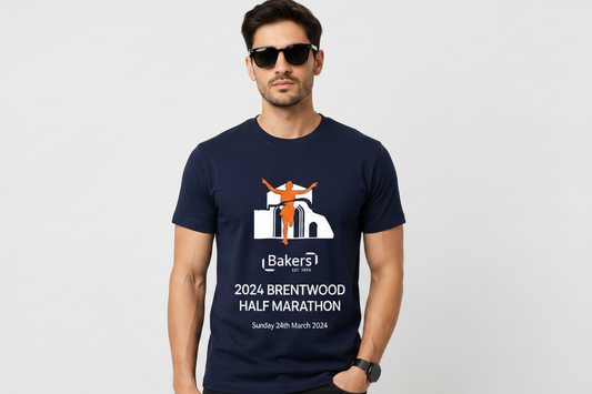 Bakers 2024 Brentwood Half Marathon Official T-Shirt – Navy Blue