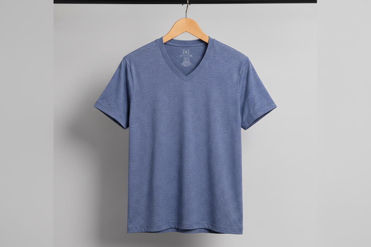Classic Steel Blue V-Neck T-Shirt