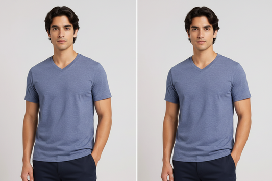 Classic Steel Blue V-Neck T-Shirt