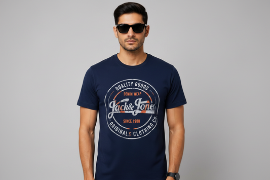 Jack & Jones Originals Vintage Circle Graphic T-Shirt – Navy Blue