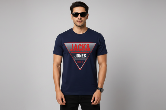 Jack & Jones Navy Blue Triangle Graphic T-Shirt