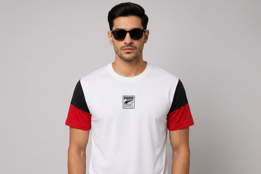 Puma Colorblock T-Shirt – White / Black / Red