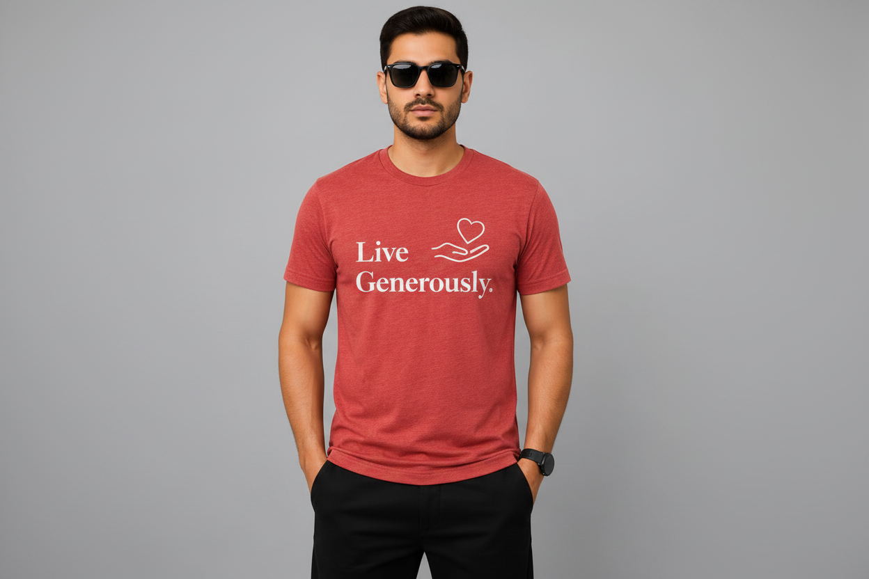Red Live Generously Model Front Single