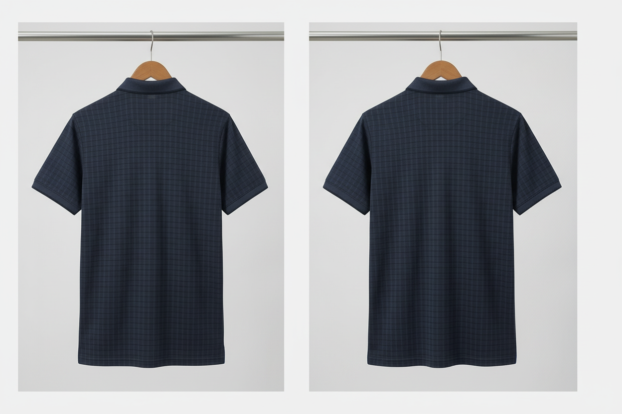 Stone Bay Golf Textured Check Polo Shirt – Navy Blue