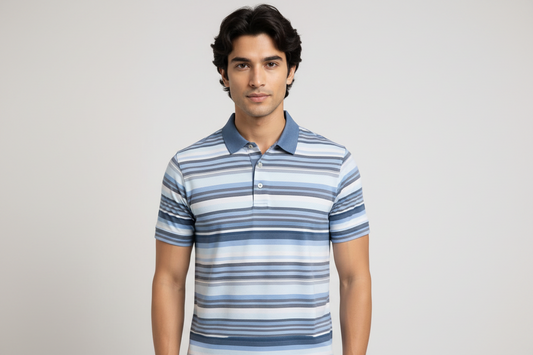Blue Striped Polo Shirt – Classic Casual Edition