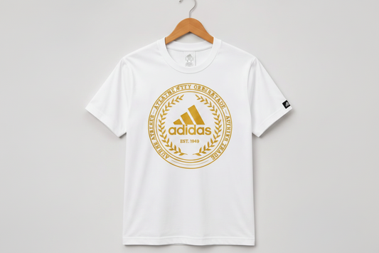 Adidas White Premium Gold Logo Graphic T-Shirt
