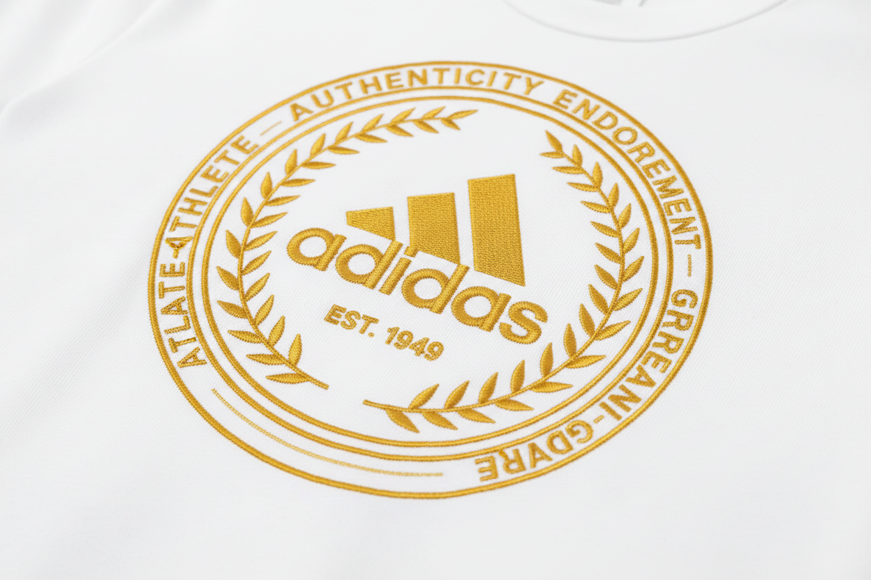 Adidas White Premium Gold Logo Graphic T-Shirt